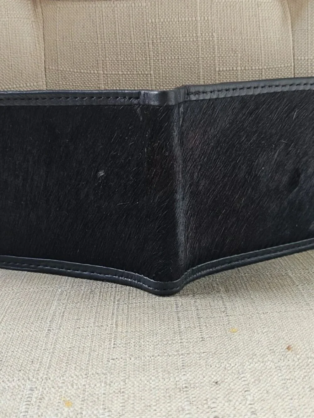 Genuine Hair Fur Wallet Cardholder Black Genuine Leather Billfold Handmade